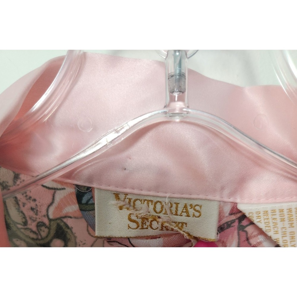 Vintage Gold Label Victoria's Secret Pink Sheer Paisley Robe No Belt OSFA Pocket - Picture 2 of 9